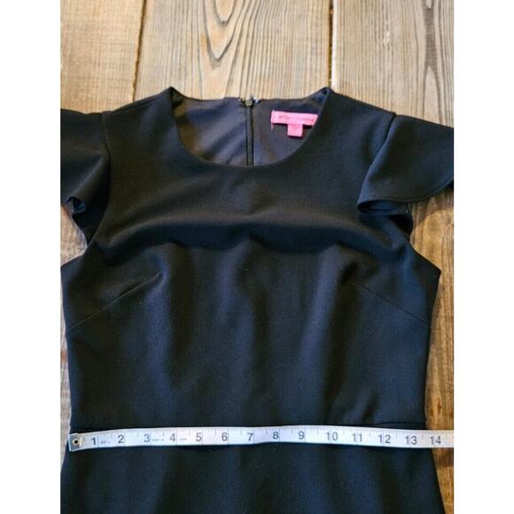 Betsey Johnson Womens Dress 2 Black Ruffle Layer Hem Flutter Sleeve Stretch Mini - Picture 10 of 11
